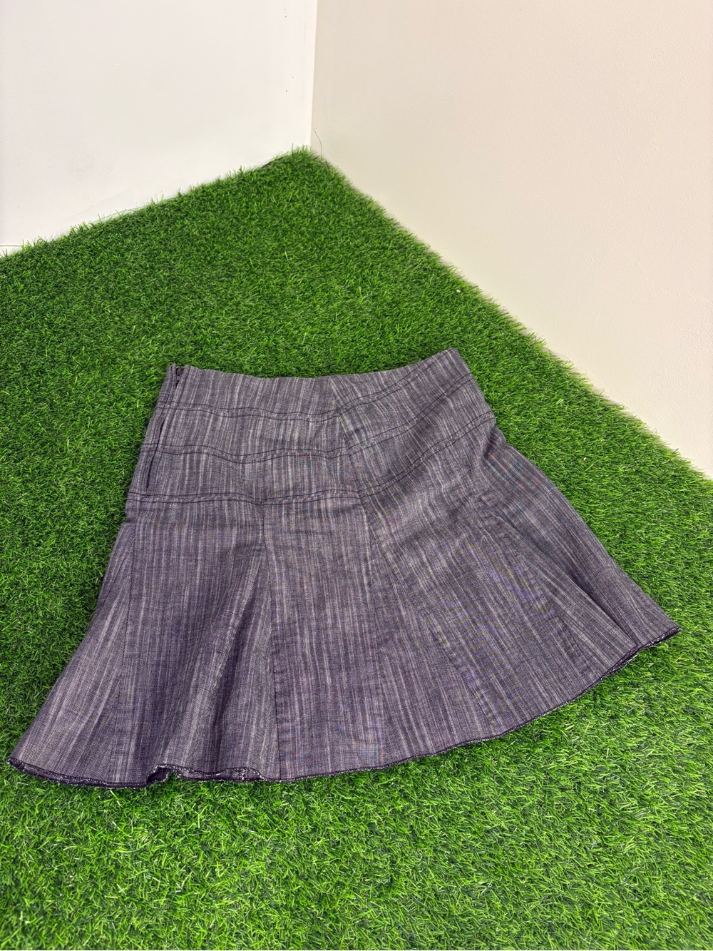 Max Studio Pleated Heathered Purple Skater Skirt